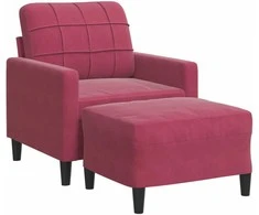 Sofa Krėslas su pakoja, raudonojo vyno spalvos, 60cm, aksomas
