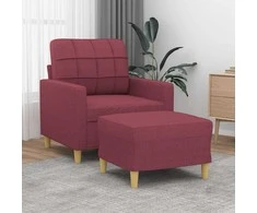 Sofa Krėslas su pakoja, raudonojo vyno spalvos, 60cm, audinys