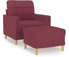 Sofa Krėslas su pakoja, raudonojo vyno spalvos, 60cm, audinys