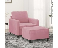 Sofa Krėslas su pakoja, rožinės spalvos, 60cm, aksomas