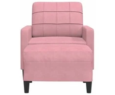 Sofa Krėslas su pakoja, rožinės spalvos, 60cm, aksomas
