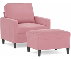 Sofa Krėslas su pakoja, rožinės spalvos, 60cm, aksomas