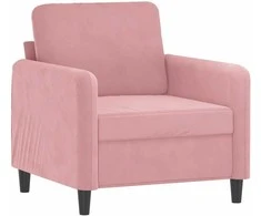 Sofa Krėslas su pakoja, rožinės spalvos, 60cm, aksomas