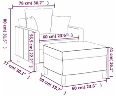 Sofa Krėslas su pakoja, rožinės spalvos, 60cm, aksomas