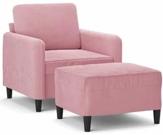 Sofa Krėslas su pakoja, rožinės spalvos, 60cm, aksomas