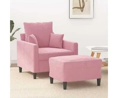 Sofa Krėslas su pakoja, rožinės spalvos, 60cm, aksomas
