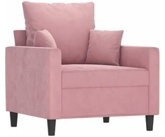 Sofa Krėslas su pakoja, rožinės spalvos, 60cm, aksomas