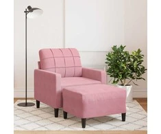 Sofa Krėslas su pakoja, rožinės spalvos, 60cm, aksomas