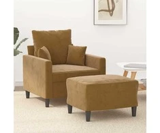 Sofa Krėslas su pakoja, rudos spalvos, 60cm, aksomas
