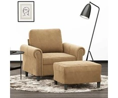 Sofa Krėslas su pakoja, rudos spalvos, 60cm, aksomas