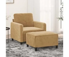 Sofa Krėslas su pakoja, rudos spalvos, 60cm, aksomas