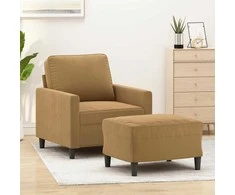 Sofa Krėslas su pakoja, rudos spalvos, 60cm, aksomas