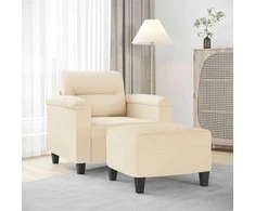 Sofa Krėslas su pakoja, smėlio spalvos, 60cm, mikropluošto audinys