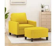 Sofa Krėslas su pakoja, šviesiai geltonos spalvos, 60cm, audinys