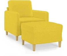 Sofa Krėslas su pakoja, šviesiai geltonos spalvos, 60cm, audinys