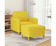 Sofa Krėslas su pakoja, šviesiai geltonos spalvos, 60cm, audinys