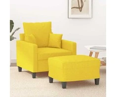 Sofa Krėslas su pakoja, šviesiai geltonos spalvos, 60cm, audinys