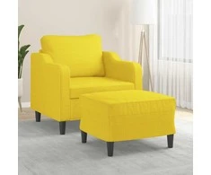 Sofa Krėslas su pakoja, šviesiai geltonos spalvos, 60cm, audinys