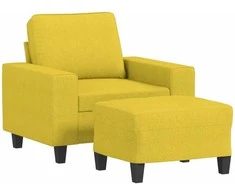 Sofa Krėslas su pakoja, šviesiai geltonos spalvos, 60cm, audinys