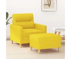 Sofa Krėslas su pakoja, šviesiai geltonos spalvos, 60cm, audinys