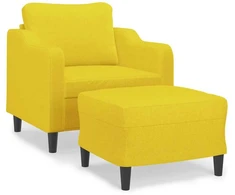 Sofa Krėslas su pakoja, šviesiai geltonos spalvos, 60cm, audinys