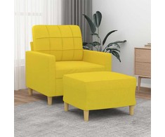 Sofa Krėslas su pakoja, šviesiai geltonos spalvos, 60cm, audinys