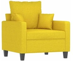 Sofa Krėslas su pakoja, šviesiai geltonos spalvos, 60cm, audinys