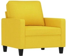 Sofa Krėslas su pakoja, šviesiai geltonos spalvos, 60cm, audinys