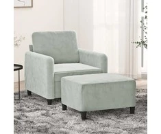 Sofa Krėslas su pakoja, šviesiai pilkos spalvos, 60cm, aksomas