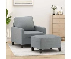 Sofa Krėslas su pakoja, šviesiai pilkos spalvos, 60cm, audinys