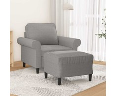 Sofa Krėslas su pakoja, šviesiai pilkos spalvos, 60cm, audinys