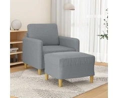 Sofa Krėslas su pakoja, šviesiai pilkos spalvos, 60cm, audinys
