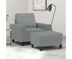 Sofa Krėslas su pakoja, šviesiai pilkos spalvos, 60cm, audinys
