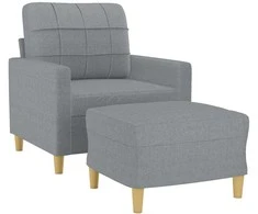 Sofa Krėslas su pakoja, šviesiai pilkos spalvos, 60cm, audinys