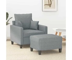 Sofa Krėslas su pakoja, šviesiai pilkos spalvos, 60cm, audinys