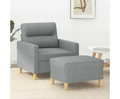 Sofa Krėslas su pakoja, šviesiai pilkos spalvos, 60cm, audinys