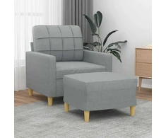 Sofa Krėslas su pakoja, šviesiai pilkos spalvos, 60cm, audinys