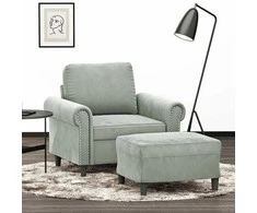Sofa Krėslas su pakoja, šviesiai pilkos spalvos, 60cm, aksomas