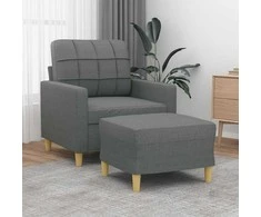 Sofa Krėslas su pakoja, tamsiai pilkos spalvos, 60cm, audinys
