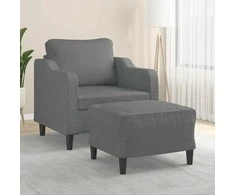 Sofa Krėslas su pakoja, tamsiai pilkos spalvos, 60cm, audinys
