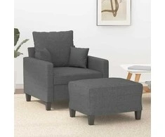 Sofa Krėslas su pakoja, tamsiai pilkos spalvos, 60cm, audinys