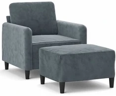 Sofa Krėslas su pakoja, tamsiai pilkos spalvos, 60cm, aksomas