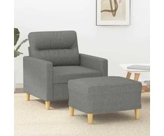 Sofa Krėslas su pakoja, tamsiai pilkos spalvos, 60cm, audinys
