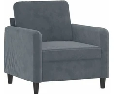 Sofa Krėslas su pakoja, tamsiai pilkos spalvos, 60cm, aksomas