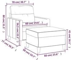 Sofa Krėslas su pakoja, tamsiai pilkos spalvos, 60cm, audinys