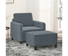 Sofa Krėslas su pakoja, tamsiai pilkos spalvos, 60cm, aksomas