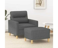 Sofa Krėslas su pakoja, tamsiai pilkos spalvos, 60cm, audinys