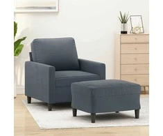 Sofa Krėslas su pakoja, tamsiai pilkos spalvos, 60cm, aksomas