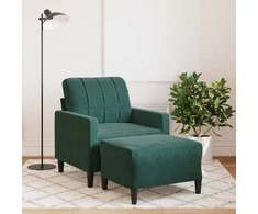 Sofa Krėslas su pakoja, tamsiai žalios spalvos, 60cm, aksomas