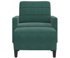 Sofa Krėslas su pakoja, tamsiai žalios spalvos, 60cm, aksomas